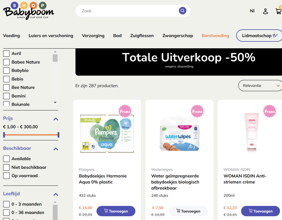 -50% op alles👶 Totale uitverkoop BABYBOOM webshop
